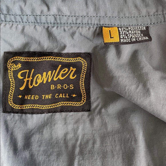 Howler Brothers Slate Blue Casual Snap Down Shirt - Picture 5 of 6